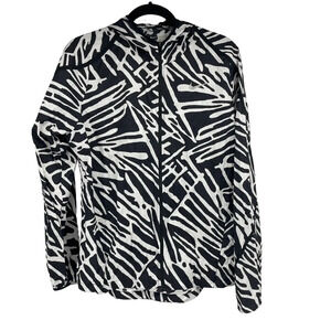 Nike ultra thin packable running jacket black and white zip front hooded L